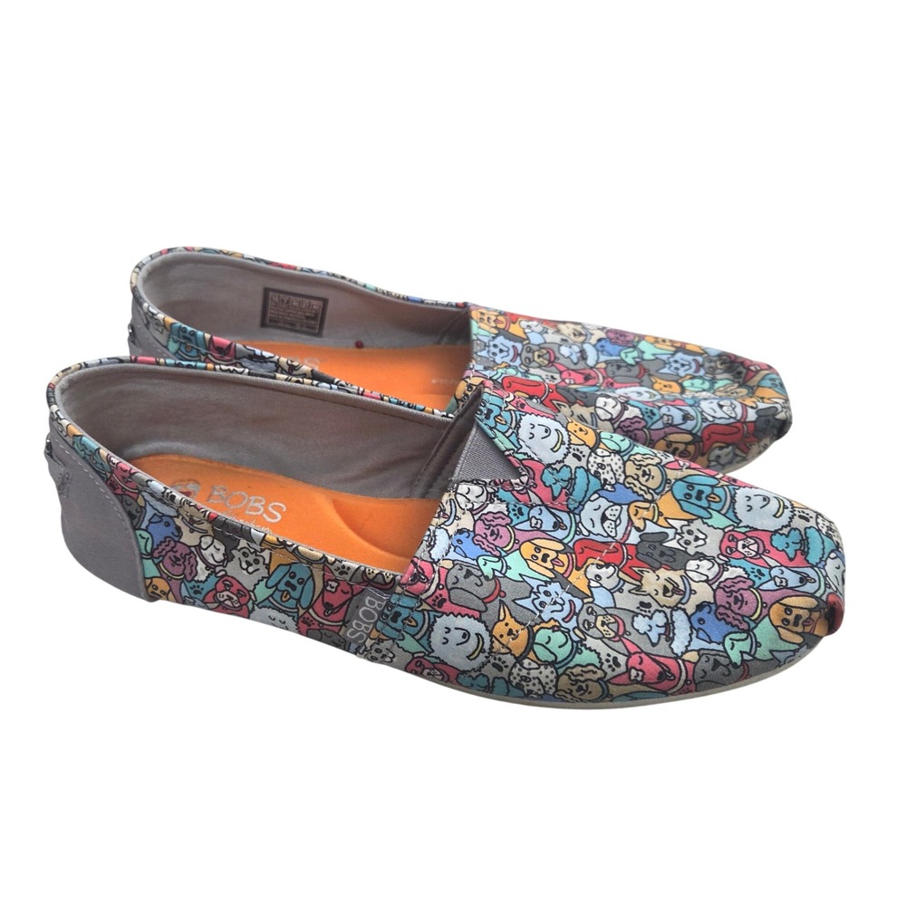 Skechers BOBS for Dogs Women's 10 Plush Wag Party Dog Print Slip On Flats Shoes